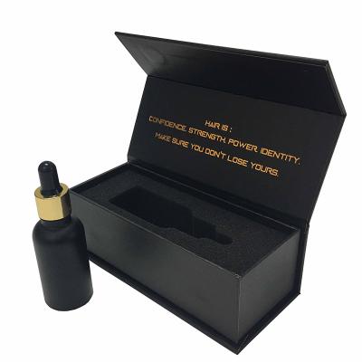 China Recyclable Black Magnetic Luxury Custom Face/Hair/Eye Lash Serum Bottle Packaging Box Cardboard Paper Skin Care Csometic Beauty Gift for sale