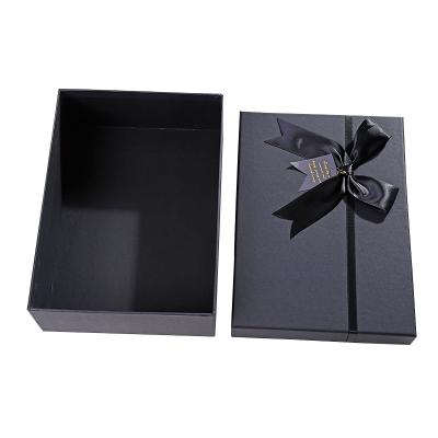 China Recyclable Wholesale Custom Valentine Black Cardboard Ribbon Luxury Wedding Dress Gift Box Packaging for sale