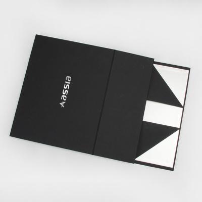 China Recyclable Custom Eco Friendly Paper Foldable Magnetic Black Shoes Packaging Box for sale