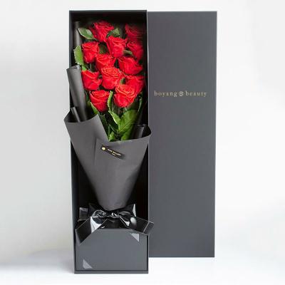 China Long Black Valentine Custom Wholesale Recyclable I Love You Forever Wedding Rose Flowers Gift Packaging Box simple for bouquets for sale