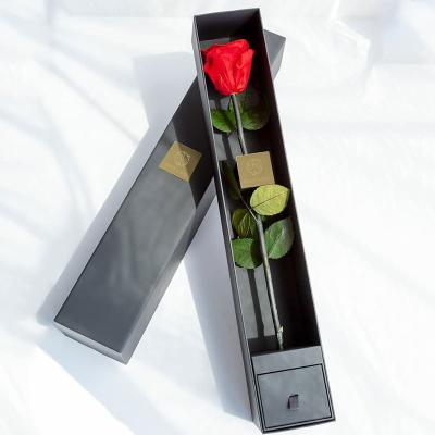 China Recyclable Luxury Black Custom Paper Cardboard Rose Flower Box For Gift Eternal Simple for sale