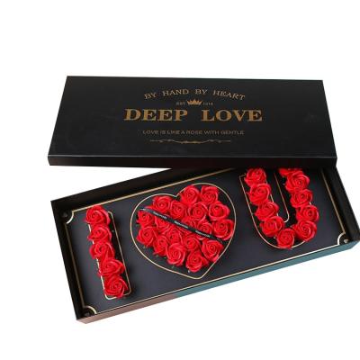 China Recyclable Luxury Custom Rose Gift Flowers Paper Box Magnetic Packaging I Love You for sale