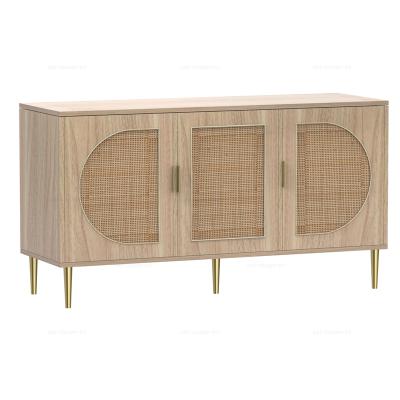 China Modern Flat Pack Living Room Panel Furniture Wood Color Rattan Large Cabinet Sideboard With Sideboard for sale