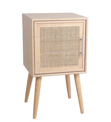 China Nordic Modern Home Furniture Storage Cane Nightstand Rattan Bedside Tables Natural With for sale