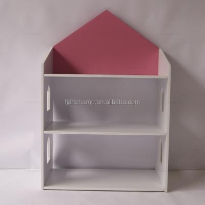 China Flatpack Pink Wooden Kids Room Shelf Bookcase For Toy Storage for sale