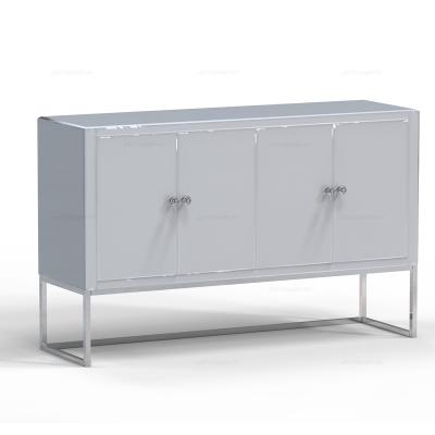 China Living Room 3 Doors Full Assmbled Modern Mirrored Sideboard With Silver Metal Leg for sale