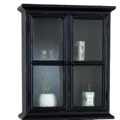 China Vintage french black chic full glass wall cabinet assmbled living room for sale