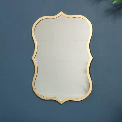 China Modern Decorative Wall Decor Gold Metal Irregular Shape Home Dressing Table Hanging Mirror for sale