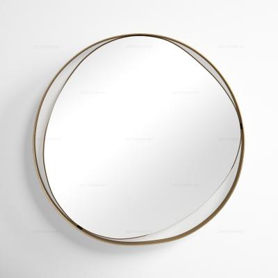 China Modern Round Shape Metal Gold Wall Decor Frame Mirror for sale