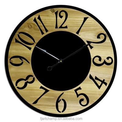 China Living Room Wall Hanging Style Antique Style Round MDF Black Painted Modern Home Decor Wall Clock for sale