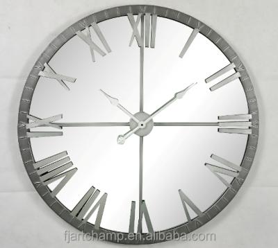 China Silver Painted Home Decor Wall Clock Metal Living Room 30 Inch Radio for sale