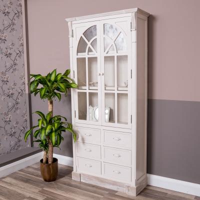 China Decor Floor Eco - Friendly Modern Type White Wooden Display Cabinet With Glass for sale