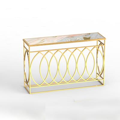 China Modern Furniture Decorative Luxury Golden Living Room Metal Base Console Table for sale