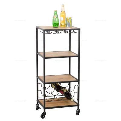 China Eco - Friendly Hotel Serving Vintage Wooden Bar Cart Trolley for sale