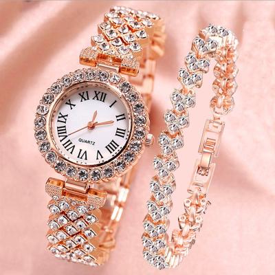 China Water Resistant Women Luxury Watch Crystals Bling Bling Full Lady Watches Crystal Rose Gold Bracelet Souvenirs Gift Sets for sale