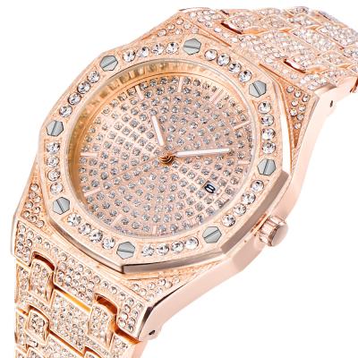 China Fashion Bling Male Colorful Rhinestone Diamond Quartz Analog Wrist Watches New Arrival Men's Day/Date Bling Hip Hop Watches for sale