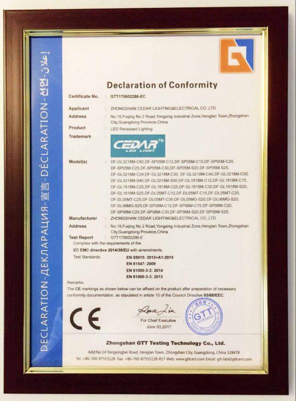 CE - Zhongshan CEDAR Electric Illuminance Co., Ltd.