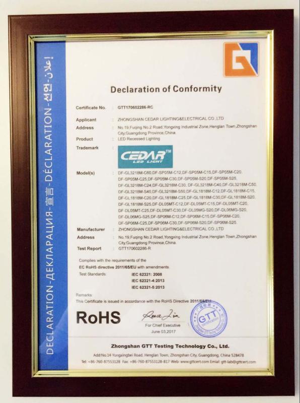 RoHS - Zhongshan CEDAR Electric Illuminance Co., Ltd.