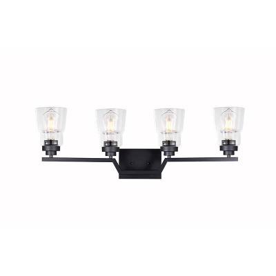 China Modern Traditional 4 Light Bathroom Vanity Light Fixture, GLOBE Black Finished, Clear Glass Shade for sale