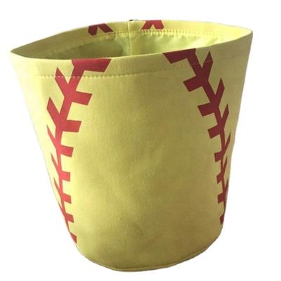 China Canvas Baseball Easter Basket Sports Canvas Totes Football Soccer Baseball Bucket Storage Bag Kids Halloween Candy Handbag for sale