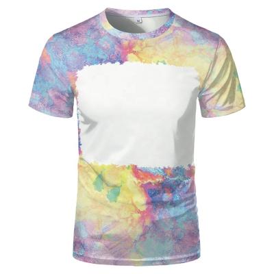 China Wholesale Men's Anti-pilling 3D Printed T-shirts O-neck Short Sleeve Tie Dye Bleach Stitches Body Medium White Solid Color For Sublimation for sale