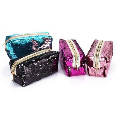 China Wholesale Cosmetic Bag Travel Toiletry Cosmetic Bags Fashion Beauty Storage Makeup Storage Mermaid Elegant Sequin Zipper Purse Wedding Bags For Women for sale