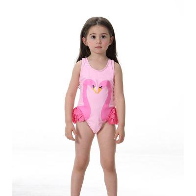 China Wholesale INS Anti-UV Hot Sale Swan Printed Girl's Swimsuit Flamingo Summer One-Piece Swimwear for sale