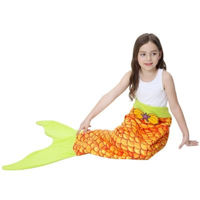 China Cute Mermaid Anti-pilling Girls Boys Plush Printed Sleeping Bag Wholesale Tail Blanket for sale