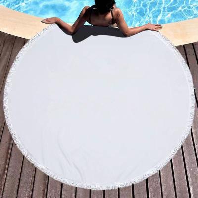 China Wholesale Blank Compressed Plain Beach Towel Polyester Solid White Custom Around 59 Inch Summer Beach Shawl Blanket For Sublimation for sale