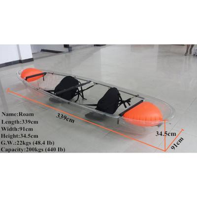 China Guaranteed unique clear transparent 2 person quality PE (HDPE or LLDPE) plastic watercraft kayak with paddle for sale for sale