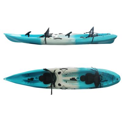 China Hot sale 12' PE (HDPE or LLDPE) plastic tandem fishing kayak imported material kayak with paddle for sale