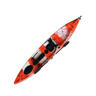 China Professional LLDPE Fishman 14.3ft 4.3m Long Wide Angle Fishing Kayak with Rudder and Center Console for Recreation for sale