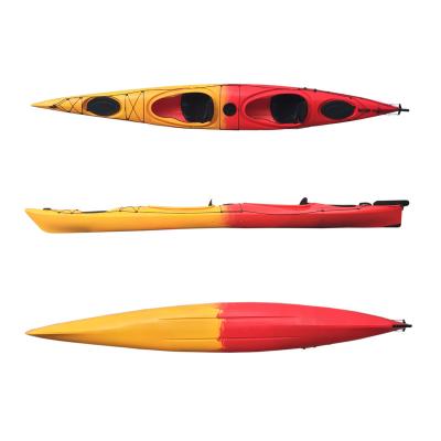 China LLDPE 17 Ft High Quality Professional 2 Person Sit In The Ocean Rowing Boat Canoe Plastic Kayak For Ocean Water for sale