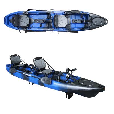 China High Quality PE(HDPE or LLDPE) One Foot Pedal 2 Seats Recreational Canoe Rowing Boats Kayak High Quality for sale