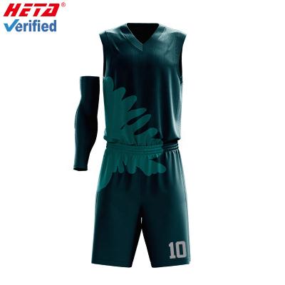 China New Fashion Basketball Uniforms Custom Sublimation Antibacterial Basketball Pattern Reversible Tank Top for sale