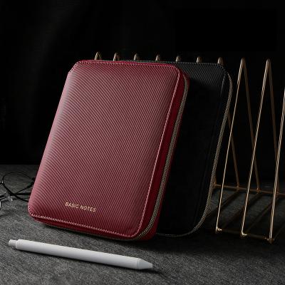 China With zipper leather business b6 PU cover journal notebook set with zipper for sale