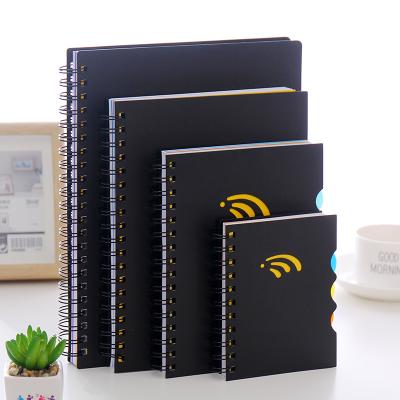 China School Black Plastic Cover Hardcover A4 B5 A5 A6 Top Sublimation Spiral Notebook with Colored Paper for sale