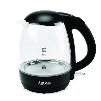 China 1L/5-Cup Kettle with Cordless Pouring, Trigger-Release Lid, Automatic Shutoff (AWK-151B) 360 Degree Rotation Glass Base AROMA Electric for sale