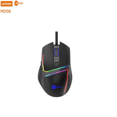 China New Lecoo MS106 Gaming Mouse Gaming Lighting Computer RGB Luminous Mouse Wired RGB Glowing Optic Lenovo Gaming Mouse For PC for sale