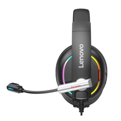 China New Adjustable Headband Lenovo HU75 Headphones 2021 Gaming Pattern Color LED Auriculares Gaming Headset With Big Microphone Headband for sale