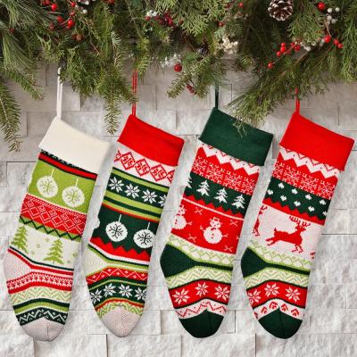 China Fashionable Christmas Tree Pendant Christmas Jars Gift Bag Knitted Christmas Stocking Festival Home Decoration for sale