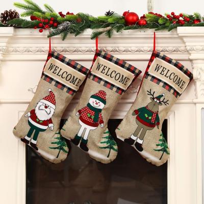 China Fashionable Xmas Tree Pendant Christmas Jars Gift Bag Festival Santa Gift Bag Xmas Stocking Christmas Decor Supplies Canvas Bag Pouch for sale