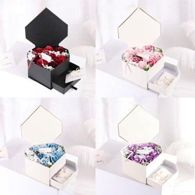 China Fashional 2022 Soap Rose Flower Gift Box With Drawer for Valentine's Day Mother's Day Birthday Gift Wedding Gift Girlfriend for sale