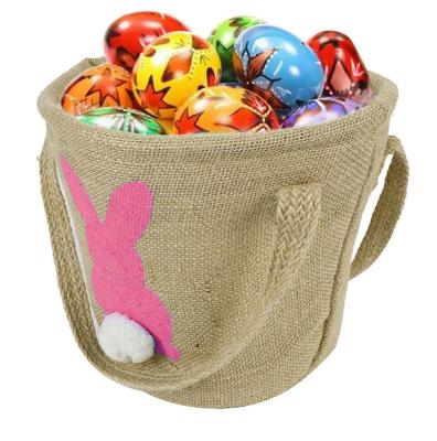 China New-fashion Burlap Bunny Basket Linen Easter Tote Bags Pop It Bunny Character Gift Egg Easter decoration bucket product candy bags for sale