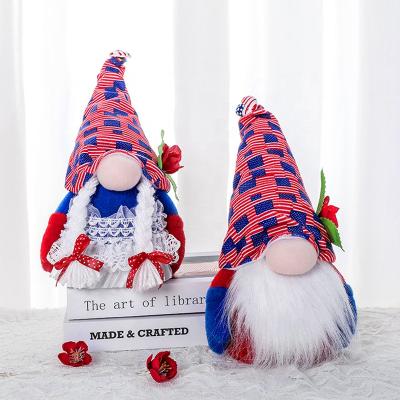 China New Fashional American Independence Day Faceless Doll Acute Creative Home Decoration Hat Girl and Boy Gnomes Doll for sale