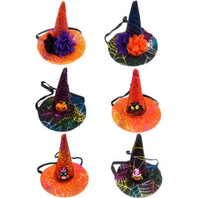 China Pet Matching Pet Accessories Cat Pumpkin Hats Funny Party Magic Hat Gege Witch Funny Dog Hat Viable Halloween for sale