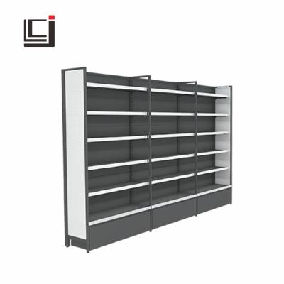 China Single Sided Supermarket Shelf Steel Wood Display Rack For Store Heavy Duty Light Duty Shelf Shelf Can Be Customized for sale