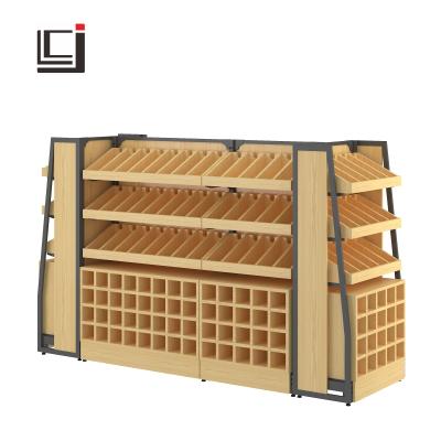 China Stationery store Wine display cabinet manufacturer creative customization stationery store display cabinet supermarket wooden shelf commercial wine display rack for sale