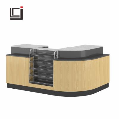 China Supermarkets store supermarket checkout counter cashier shop clothing counter combination you'yin'h wooden simple free display for sale