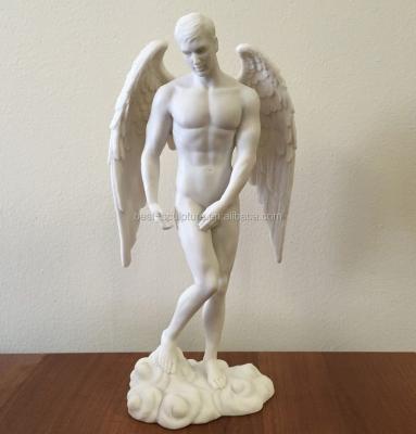 China Western White Marble Naked Man Angel With Wing Statue Sculpture for sale